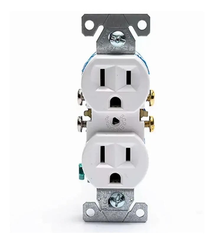 CONTACTO DOBLE FIGURA 8 COLOR BLANCO CON PLACA DECORATIVA LEVITON 