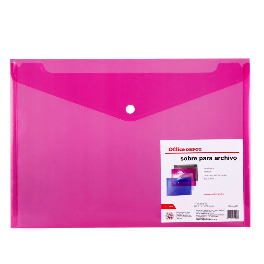 FOLDER TIPO SOBRE TAMAÑO OFICIO DE PLASTICO 