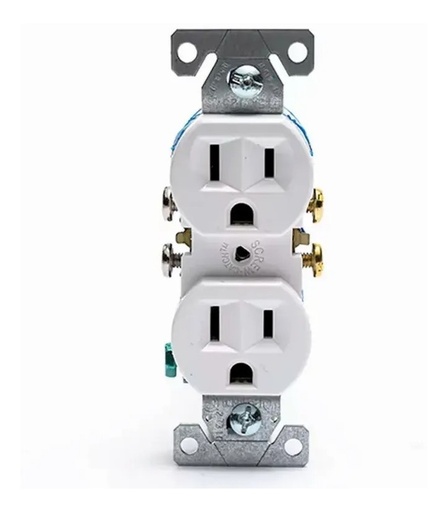 CONTACTO DOBLE FIGURA 8 COLOR BLANCO CON PLACA DECORATIVA LEVITON 